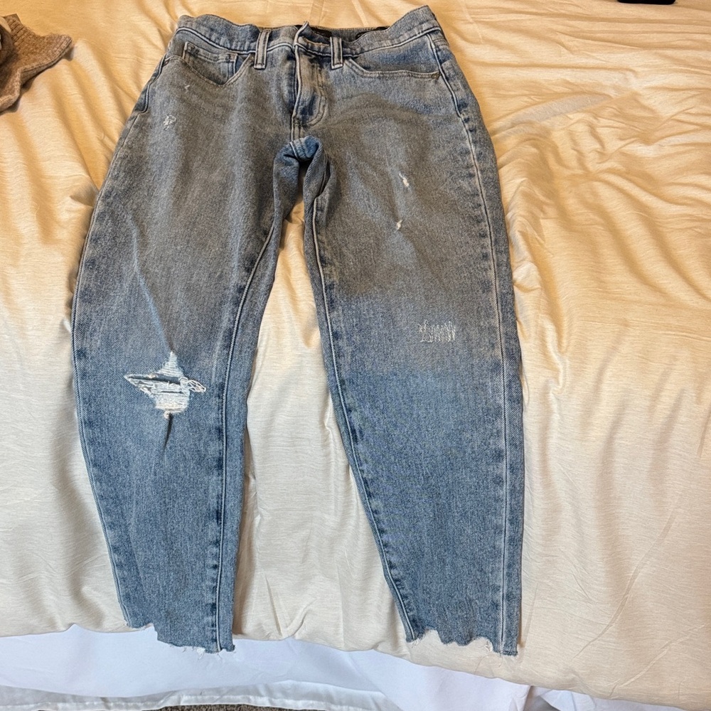 Banana Republic Light Blue Distressed Cropped Jeans